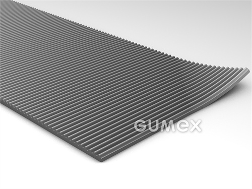 Dielektrický koberec RW2 A601, hrúbka 4,5mm, šírka 1000mm, 70°ShA, kategória 50kV, NR-SBR, dezén pozdĺžne ryhovaný, -20°C/+70°C, šedá